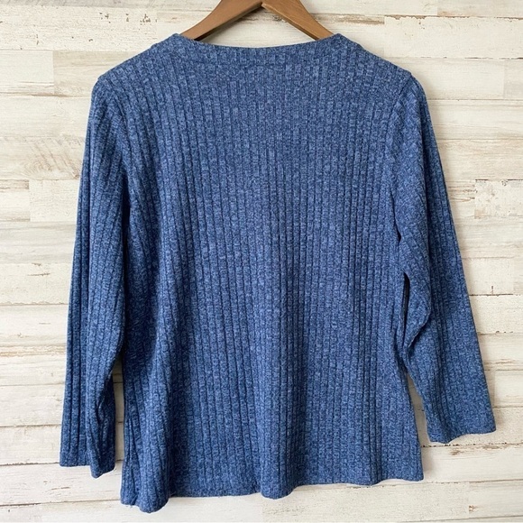 NY Collection Knit Blue Ribbed Top XL - Picture 2 of 4